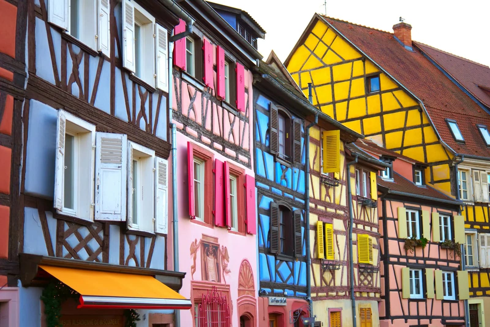 Colourful half-timbered houses in Colmar, on the Alsace Wine Route
